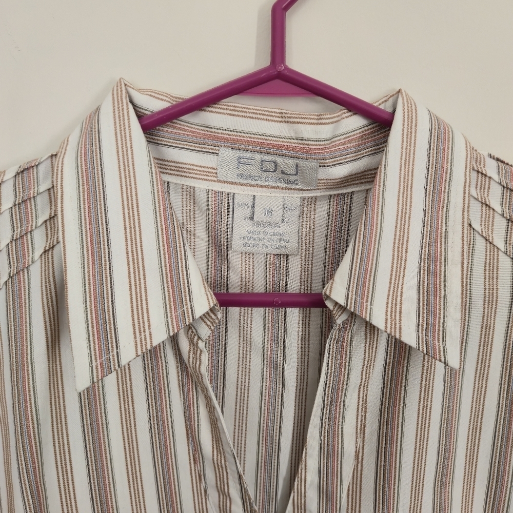 FDJ French Dressing 16 Striped Button Down Shirt Tailored Professional Classic - Picture 7 of 16